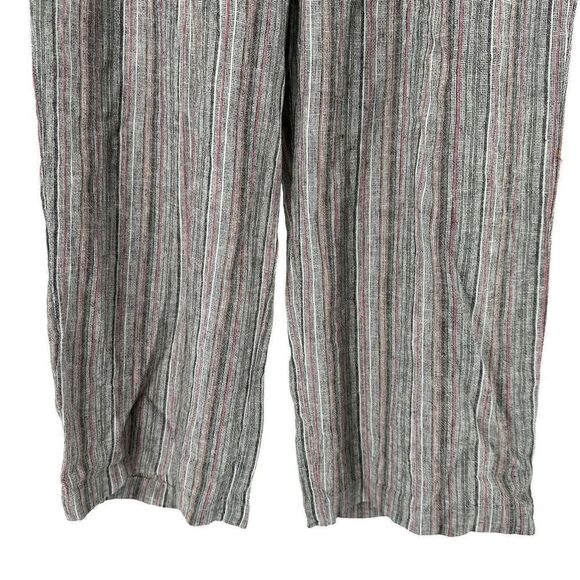Christopher Banks Wide Leg Pants Crop Linen Blend Size L Elastic Waist Striped - Picture 5 of 10